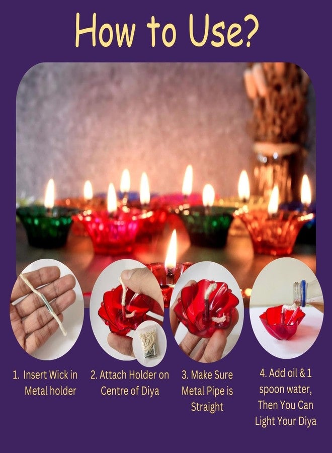 أسينشين مجموعة ديا ديباك شفافة خاصة قابلة لإعادة الاستخدام من أسينشن 24، ديا ديباك ملونة عاكسة، ديا ديباك ساي، ديا ديباك ساي رام، ديا ديباك مزخرفة لعيد ديوالي، ديا زيتية للزينة، بلاستيك (متعدد الألوان) - Image 3